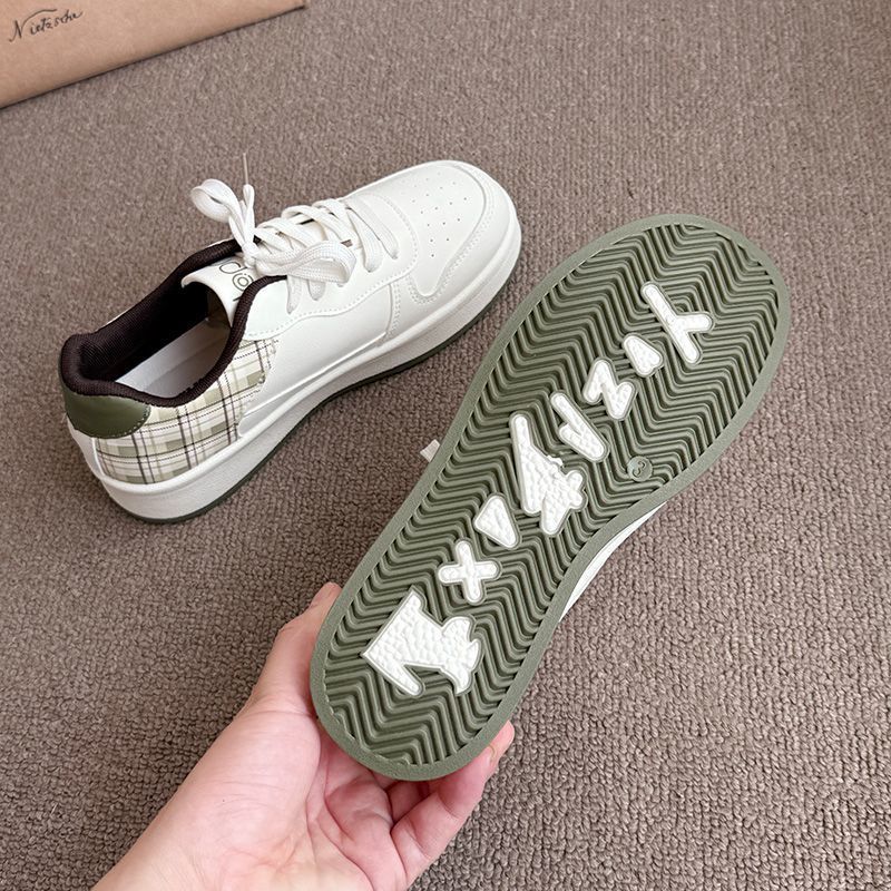 Damen modische Sneakers mit kariertem Einsätzen und gepolsterter Sohle EB