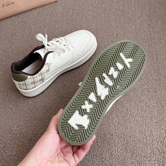 Damen modische Sneakers mit kariertem Einsätzen und gepolsterter Sohle EB