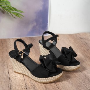 Damen Keil-Sandalen mit modischem Schleifendetail EB