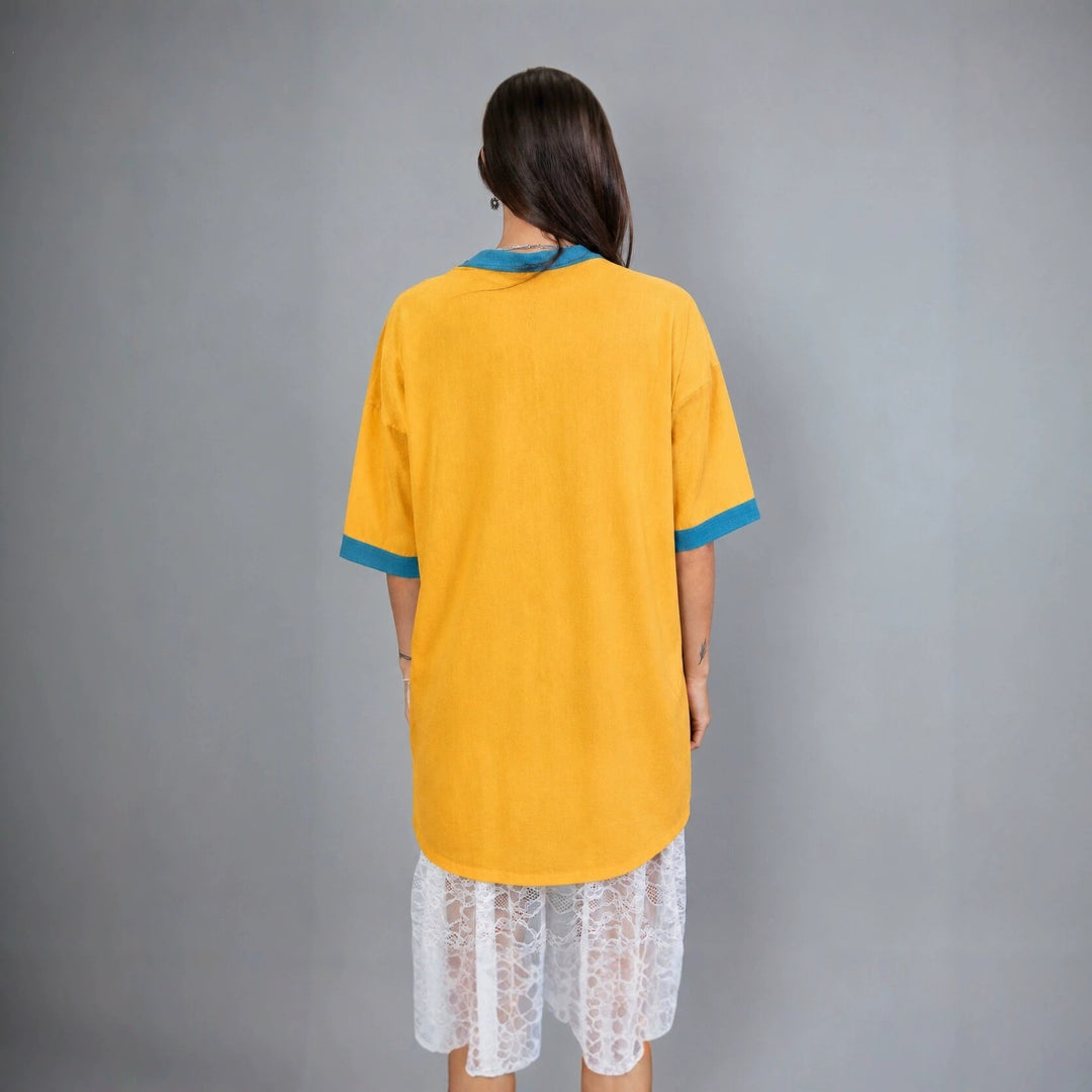 Damen oversized Polo-Tunika mit Kontrastkragen und aufgesetzten Brusttaschen Eichborn Berlin