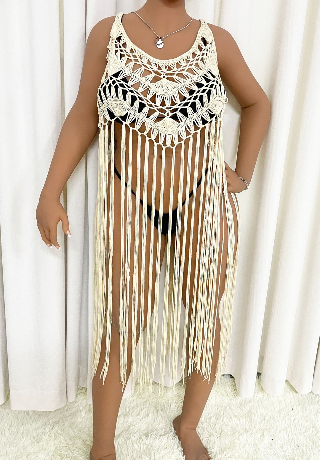 Damen Strandponcho mit Fransen EB