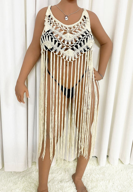 Damen Strandponcho mit Fransen EB
