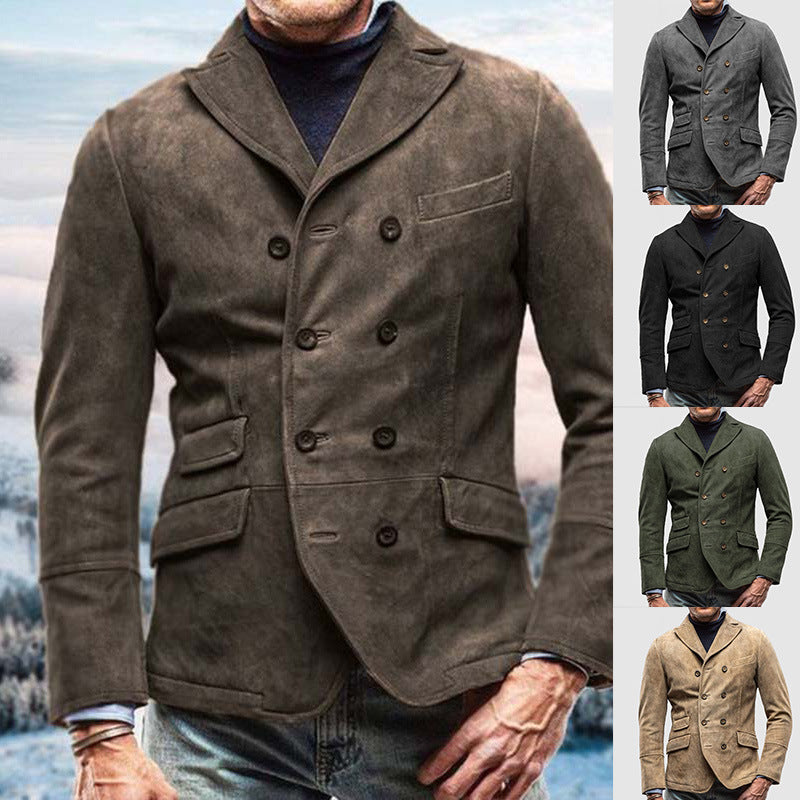 Herren eleganter Wildblazer mit doppelter Knopfleiste und praktischen Taschen EB