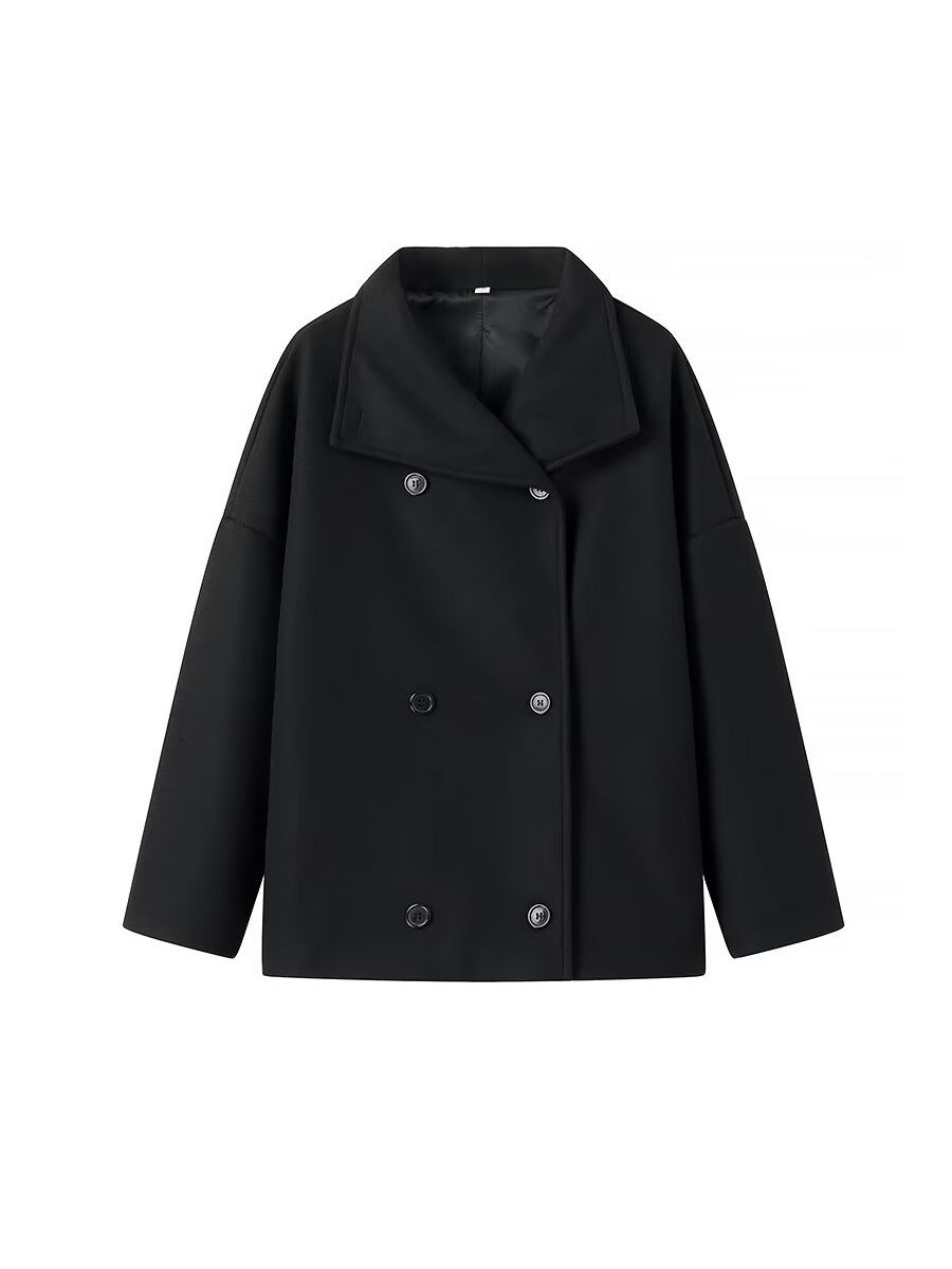 Damen modische Oversized-Jacke mit doppelter Knopfleiste und weitem Schnitt EB
