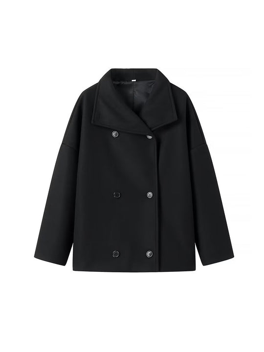 Damen modische Oversized-Jacke mit doppelter Knopfleiste und weitem Schnitt EB