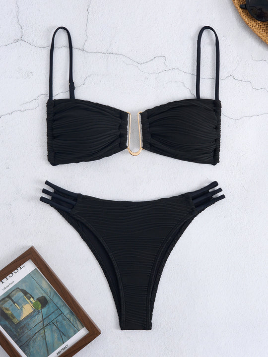 Damen Triangel-Bikini mit elegantem Raffungsdesign und modischen Trägerdetails EB