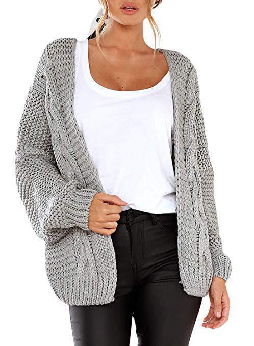Damen Grobstrickjacke mit lässigem Schnitt und voluminösen Ärmeln EB