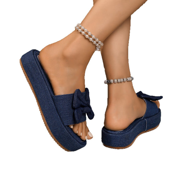 Damen Komfortable Schlüpfsandalen mit modischem Schleifen-Detail EB