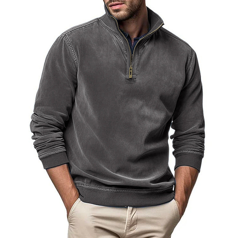 Herren Halbzip Sweatshirt mit Stehkragen und Rippbündchen EB
