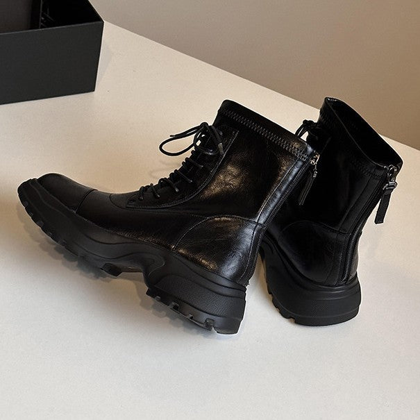 Damen Schnürstiefel mit rutschfester Sohle und probatem Reißverschluss EB