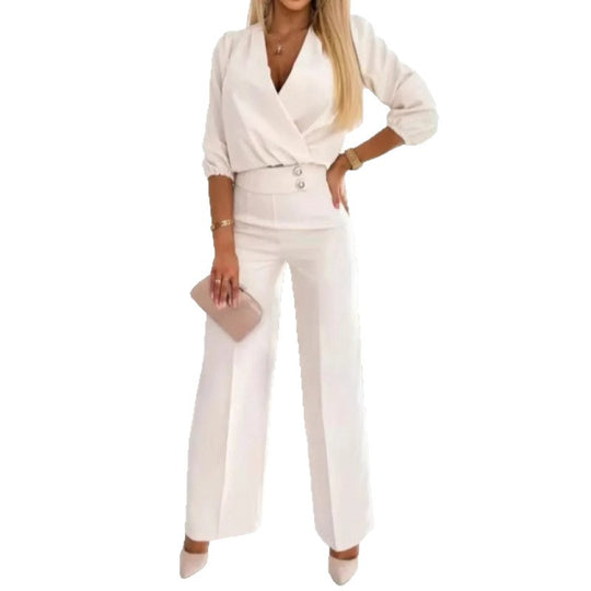 Damen elegantes Jumpsuit mit weiten Beinen EB