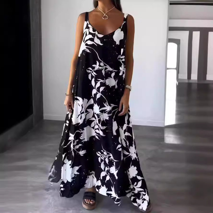 Damen Maxikleid mit floralem Design und fließendem Schnitt EB