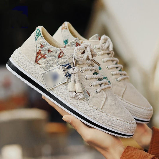 Damen lässige Sneakers mit kunstvollem Muster und stabiler Sohle EB