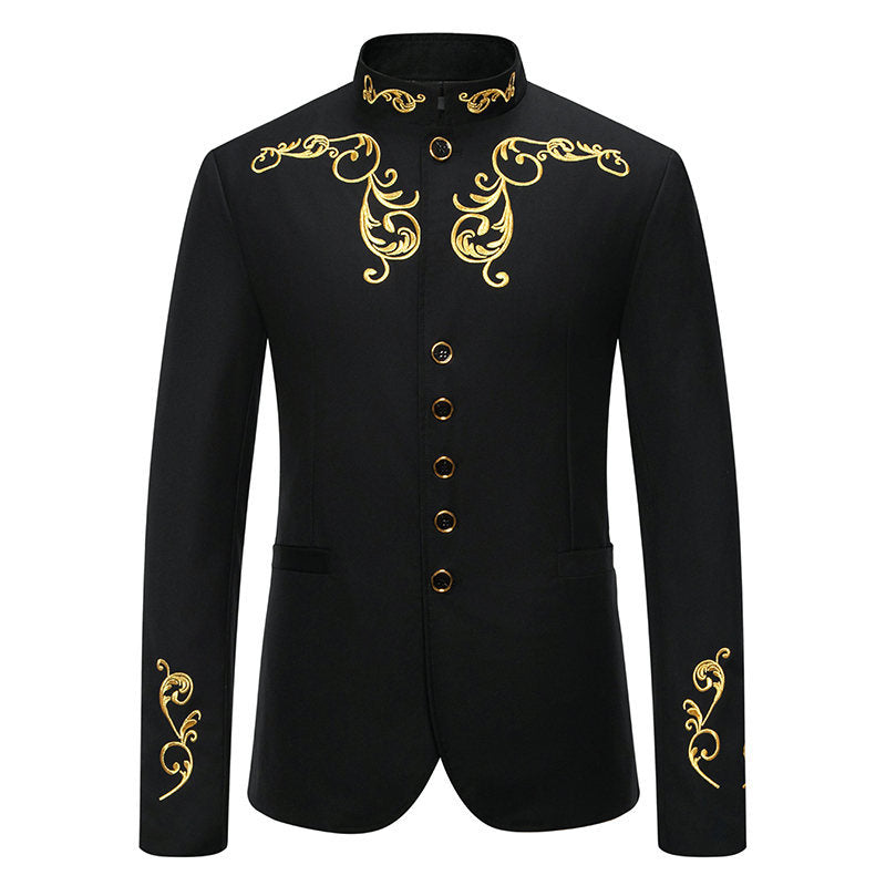 Herren Elegantes Blazer mit exquisiter Gold-Stickerei EB
