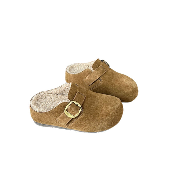Damen Gepolsterte Wildleder-Clogs mit praktischer Schnallenverzierung EB
