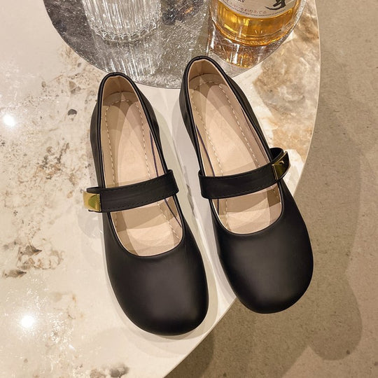 Damen elegante Ballerinas mit dekorativem Riemen EB
