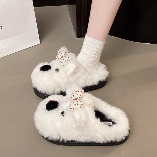 Damen Hausschuhe mit niedlichem Tierdesign und komfortablem Flausche-Material EB