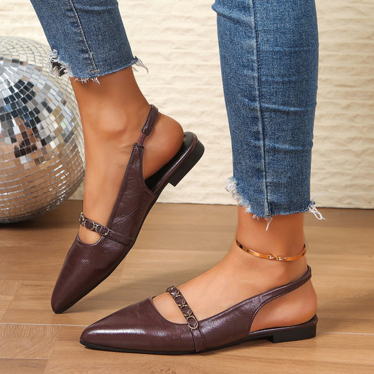 Damen Slingback Ballerinas mit modischem Ketten-Detail EB