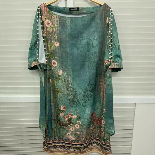 Damen Romantisches Minikleid mit transparenten Ärmeln und verspieltem Blumenmuster EB