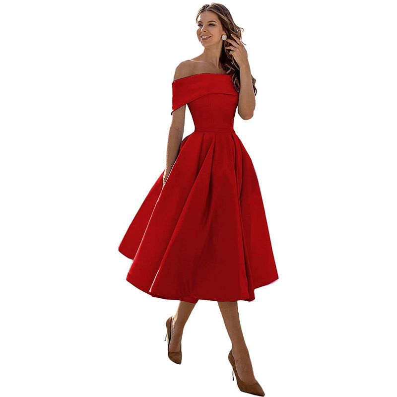 EB | Legere Mode Satin Cocktailkleid Ohne Träger