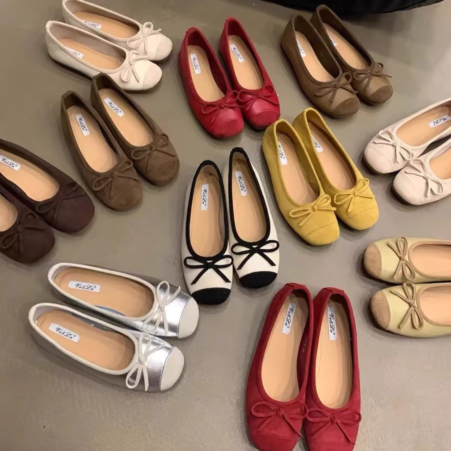 Damen Ballerinas mit schimmerndem Obermaterial und verspieltem Schleifendesign EB