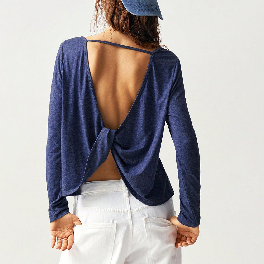 Damen legeres Cropped-Longsleeve mit weiter Oversize-Passform und gerundetem Saum Eichborn Berlin