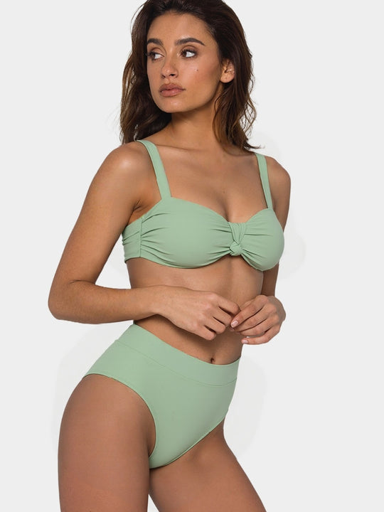 Damen Hochgeschnittener Bikini mit dekorativem Knotenelement EB