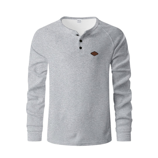 Herren Langarm-Henley-Shirt aus atmungsaktivem Baumwollmix mit strukturiertem Design EB