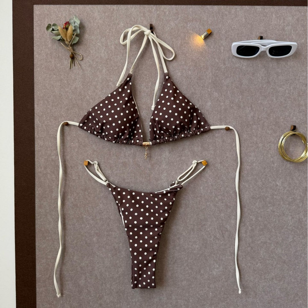 Damen Triangel-Bikini mit verspieltem Punkte-Design EB