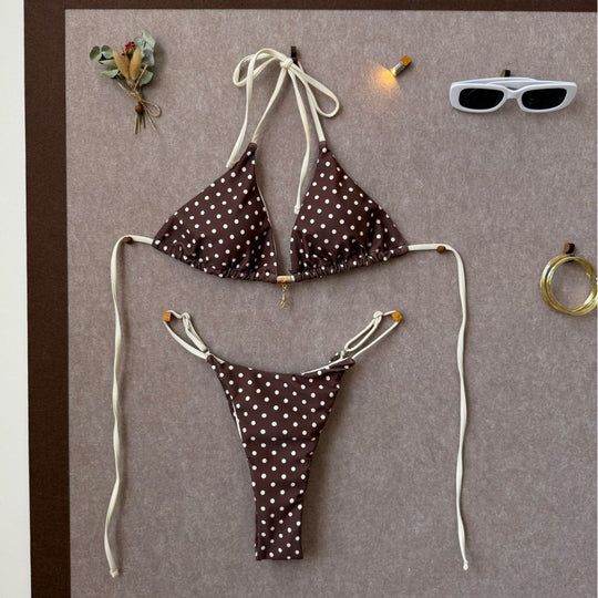 Damen Triangel-Bikini mit verspieltem Punkte-Design EB