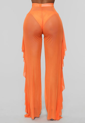 Damen Anziehbare Boho-Hosen mit Rüsche EB