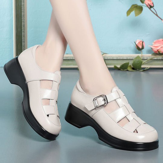 Damen Elegante Komfortsandalen mit verstellbarem Riemen und bequemem Absatz EB