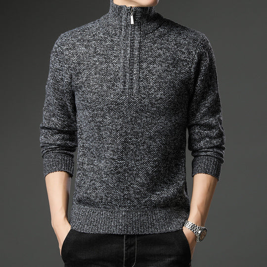 Herren modischer Pullover mit halb hochschließendem Reißverschluss und strukturiertem Design EB
