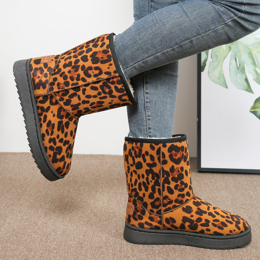 Damen Leopardmuster Winterboots mit kuscheligem Futter EB