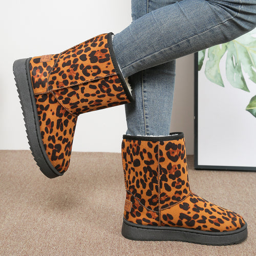 Damen Leopardmuster Winterboots mit kuscheligem Futter EB