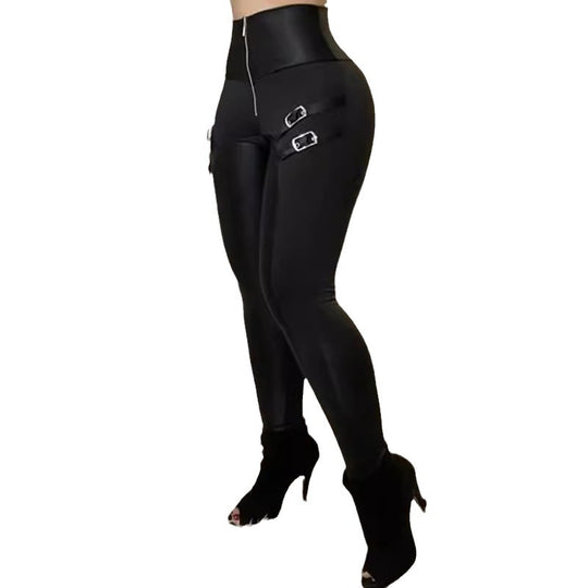 Damen Hochtaillierte Leggings mit modischen Schnallen-Details EB
