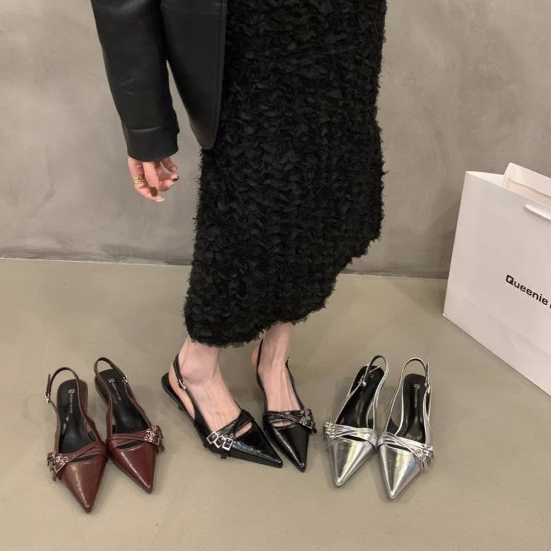 Damen Elegante Slingback Pumps mit schimmerndem Effekt EB