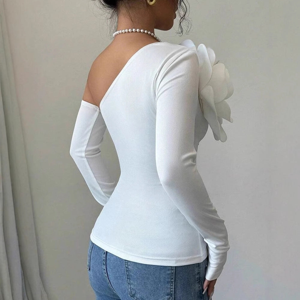 Damen Body mit eleganter Bloom-Applikation und langem Arm EB