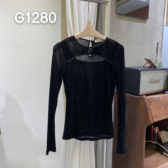 Damen Elegante Corsage-Bluse mit transparenten Ärmeln EB