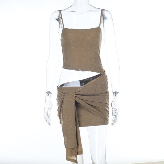Damen schulterfreies Kleid mit asymmetrischem Design und raffinierten Drapierungen EB