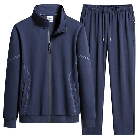 Men's  performance zip-front track jacket and tapered jogger set EB