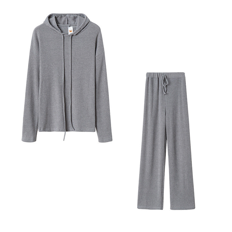 Damen Relaxed Fit Sweater-Set mit Kapuze und weiten Hosen EB