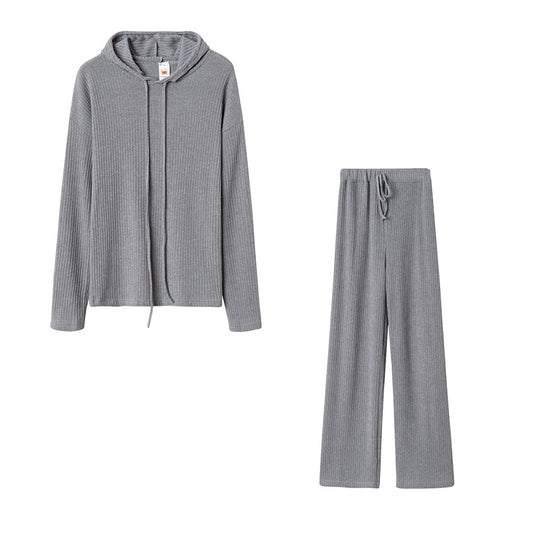 Damen Relaxed Fit Sweater-Set mit Kapuze und weiten Hosen EB