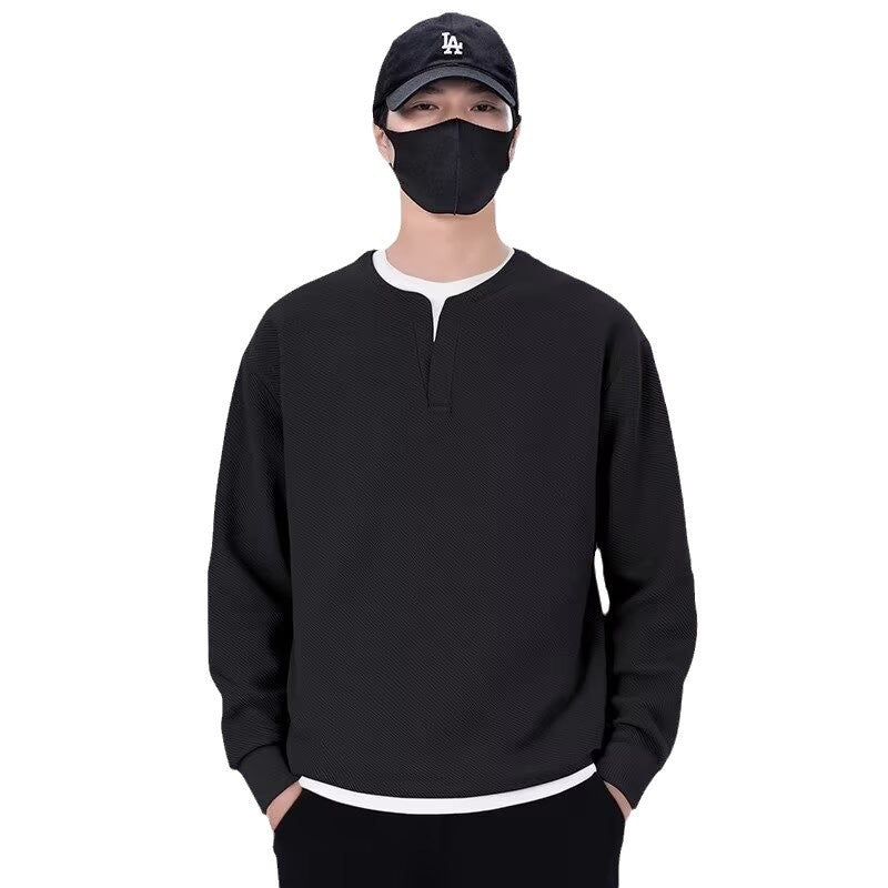 Herren lässiger Sweatshirt mit modernem Stehkragen und hochwertiger Textur EB