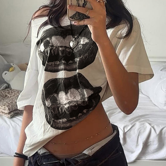 Damen Kreatives Oversized T-Shirt mit grafischem Druck EB