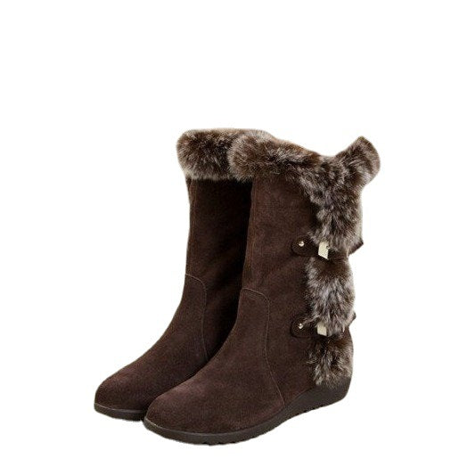 Damen Winterstiefel mit hochwertigem Kunstfellkragen und rutschfester Sohle EB