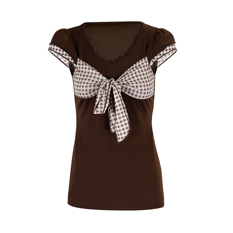 Damen Bluse mit Knoten-Design und Rüschendetails EB