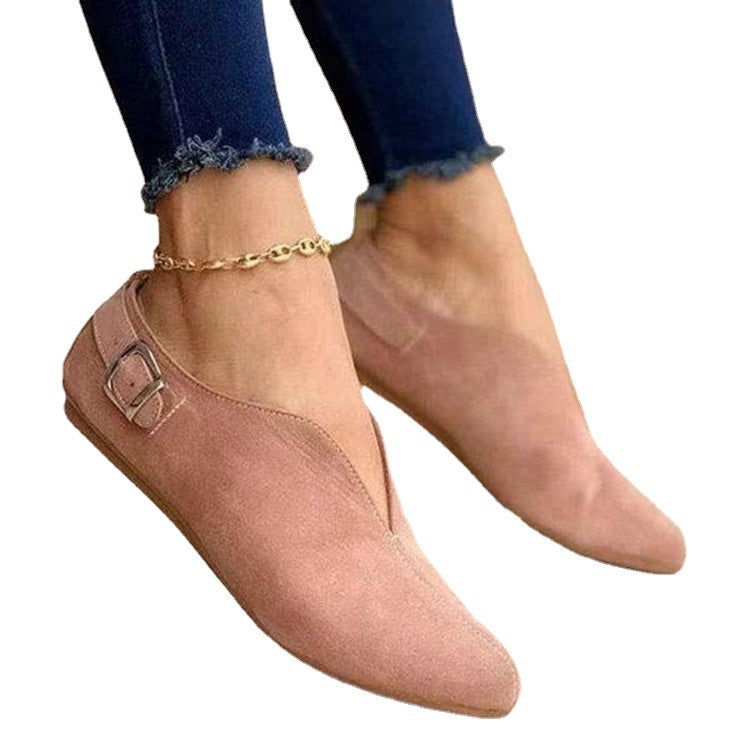 Damen modische Ballerinas mit elegantem Schnitt und dekorativem Riemen EB