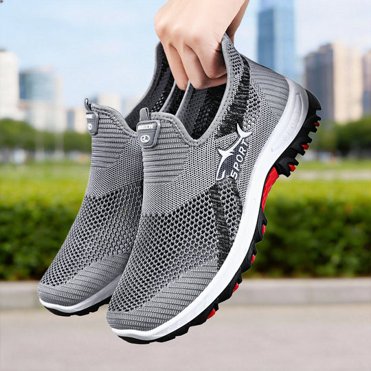 Unisex nan atmungsaktive Strick-Slip-On Trekkingsneaker mit flexibler EVA-Zwischensohle und griffiger Outdoor-Profilsohle EB