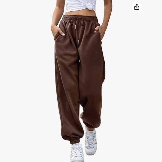 Damen nan lässige Jogginghose mit hohem Bund elastischen Knöchelabschlüssen und weichem Fleecefutter EB